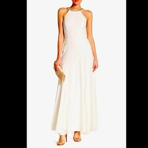 NWT Marina embellished high neck white gown